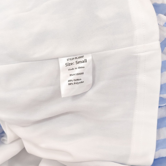 Pink Lily x Caitlin Covington Hamptons Deep V Striped Blue Midi Dress - Picture 10 of 10